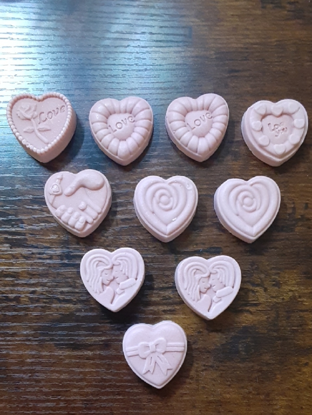 Pink Heart Shaped Handmade soaps - Set of 11